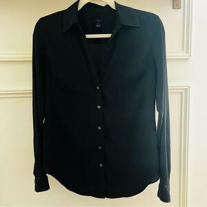 Ann Taylor Designer sClassic Black Button-Down Long-Sleeve Shirt